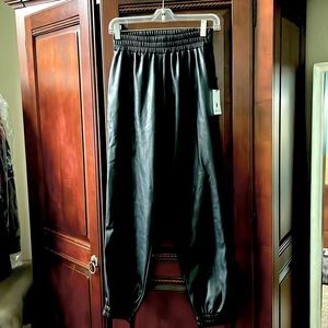 Black leather Faux Joggersrs